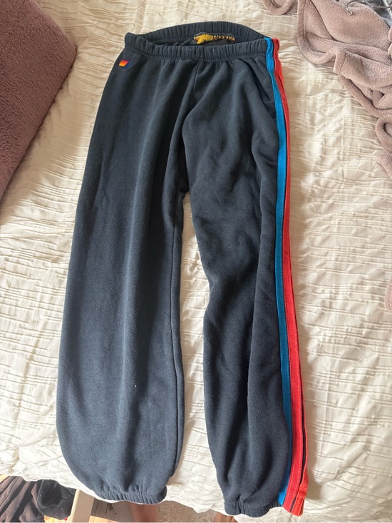 Aviator Nation Pants - Dark gray aviator nation neon stripped sweatpants